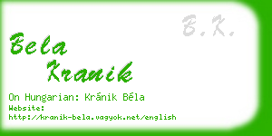 bela kranik business card